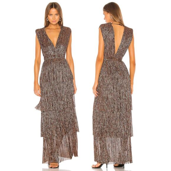 Sabina Musayev Dresses & Skirts - Sabina Musayev Skylar Gown Maxi Tiered Ruffle Whimsical Fairy Party Bronze Sz M